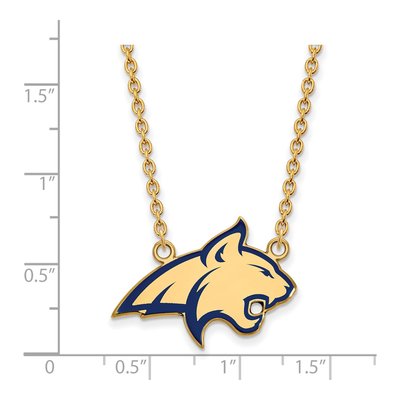 Montana State University Gold-Plated Sterling Silver Large Bobcat Pendant Necklace – view 2