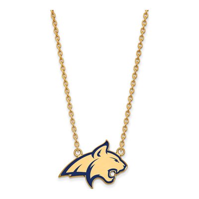Montana State University Gold-Plated Sterling Silver Large Bobcat Pendant Necklace