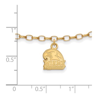 Miami University Gold-Plated Sterling Silver Extra Small Redhawks Anklet – view 2