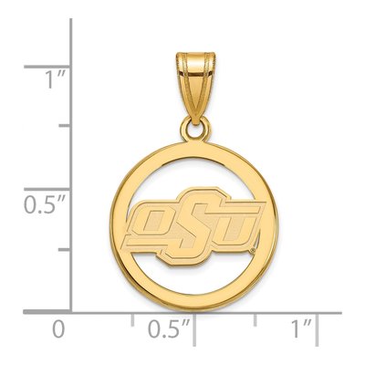 Oklahoma State University Gold-Plated Sterling Silver Medium O-S-U Circle Pendant – view 2