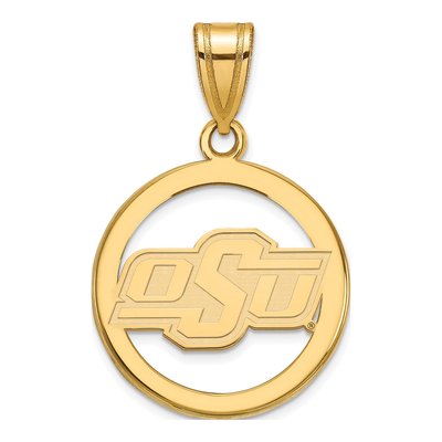 Oklahoma State University Gold-Plated Sterling Silver Medium O-S-U Circle Pendant