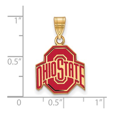 Ohio State University Gold-Plated Sterling Silver Medium Buckeyes Enamel Pendant – view 2
