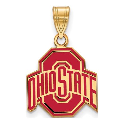 Ohio State University Gold-Plated Sterling Silver Medium Buckeyes Enamel Pendant
