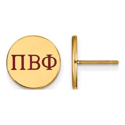 Pi Beta Phi Gold-Plated Sterling Silver Sorority Enamel Stud Earrings