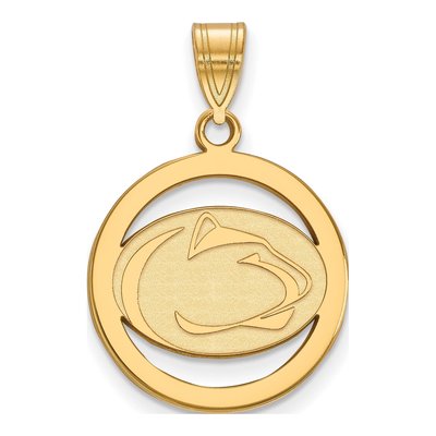 Pennsylvania State University Gold-Plated Sterling Silver Medium Penn Lion Circle Pendant
