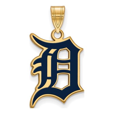 Detroit Tigers Gold-Plated Sterling Silver Large Enamel Pendant