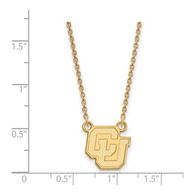 University of Colorado Gold-Plated Sterling Silver C-U Small Pendant Necklace – view 2