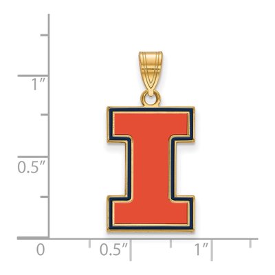 University of Illinois Gold-Plated Sterling Silver Large Letter I Pendant – view 2