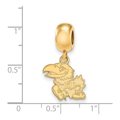 University of Kansas Gold-Plated Sterling Silver Small Of Jayhawk Dangle Bead – view 3
