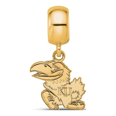 University of Kansas Gold-Plated Sterling Silver Small Of Jayhawk Dangle Bead – view 4