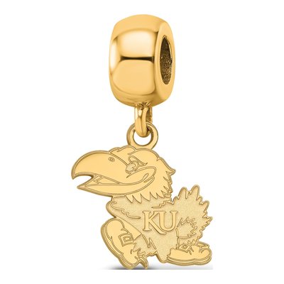University of Kansas Gold-Plated Sterling Silver Small Of Jayhawk Dangle Bead