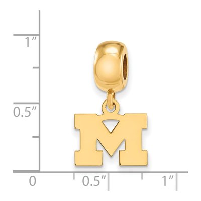 University of Michigan Gold-Plated Sterling Silver Extra Small Letter M Dangle Bead – view 3
