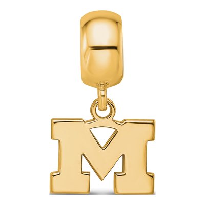 University of Michigan Gold-Plated Sterling Silver Extra Small Letter M Dangle Bead – view 4