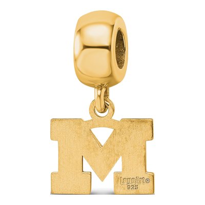 University of Michigan Gold-Plated Sterling Silver Extra Small Letter M Dangle Bead – view 5