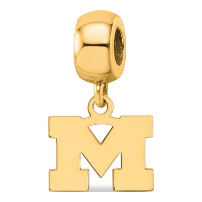 University of Michigan Gold-Plated Sterling Silver Extra Small Letter M Dangle Bead