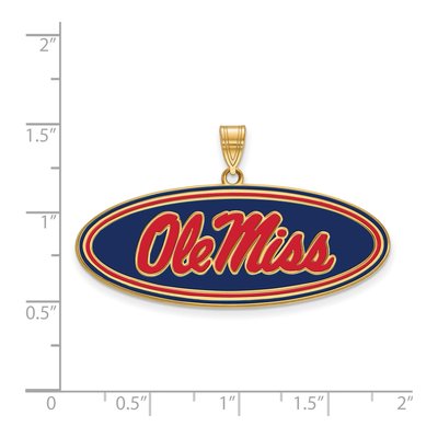 University of Mississippi Gold-Plated Sterling Silver Large Ole Miss Enameled Oval Pendant – view 2