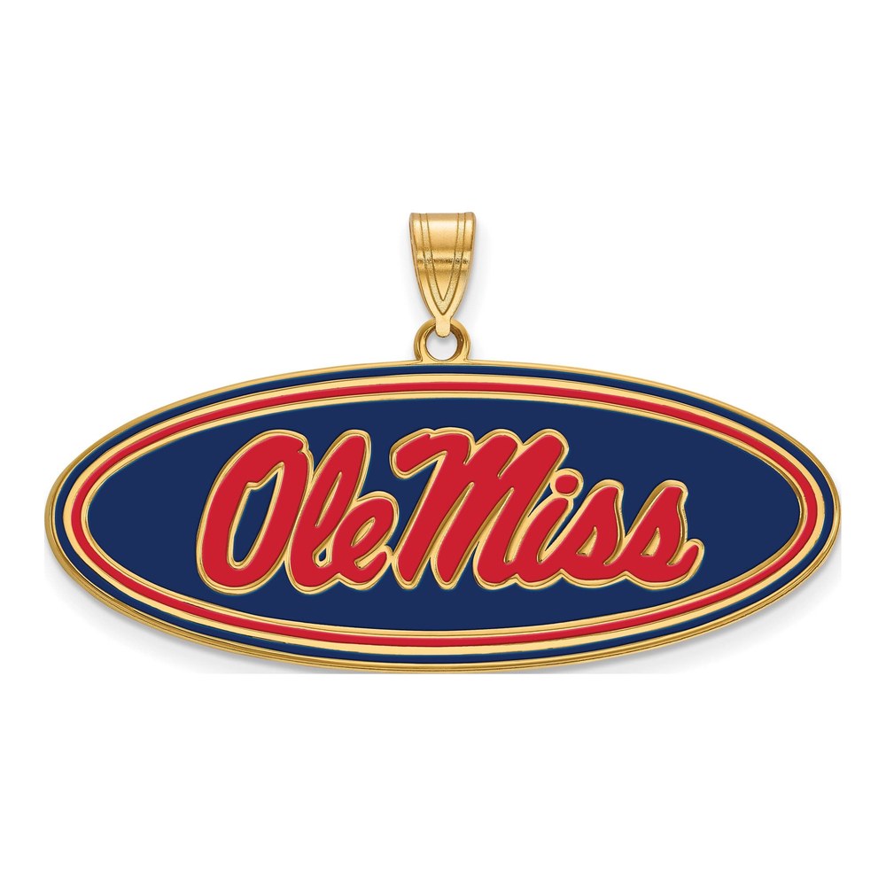 Ole Miss Enameled Oval Pendant
