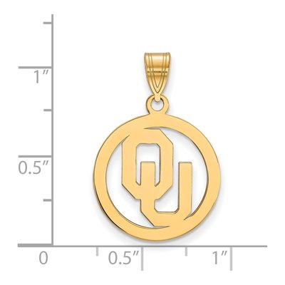 University of Oklahoma Gold-Plated Sterling Silver Medium O-U Pendant – view 2