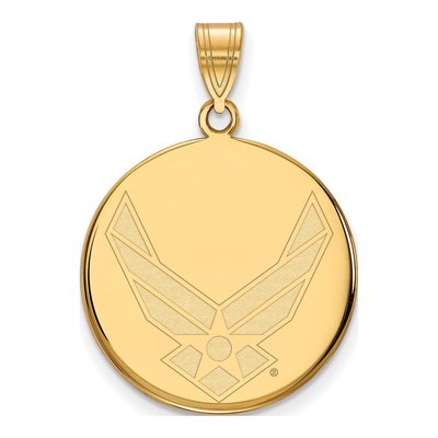 United States Air Force Academy Gold-Plated Sterling Silver U.s Air Large Disc Pendant