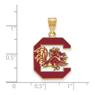 University of South Carolina Gold-Plated Sterling Silver Large Enamel Pendant – view 2