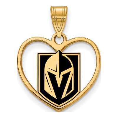 Vegas Golden Knights Gold-Plated Sterling Silver Heart Pendant