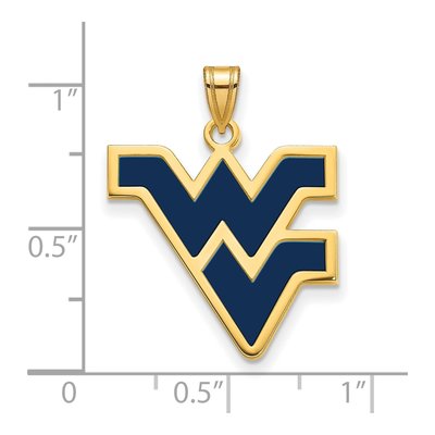 West Virginia University Gold-Plated Sterling Silver Large W-V Enameled Pendant – view 2