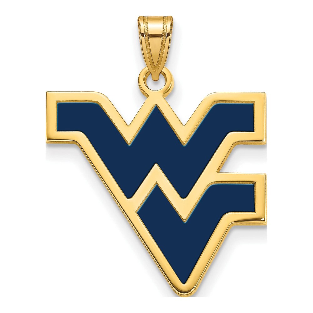 West Virginia University Gold-Plated Sterling Silver Large W-V Enameled Pendant