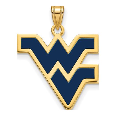 West Virginia University Gold-Plated Sterling Silver Large W-V Enameled Pendant