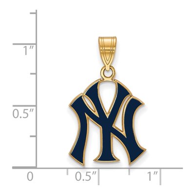 New York Yankees Gold-Plated Sterling Silver Large NY Enamel Pendant – view 2