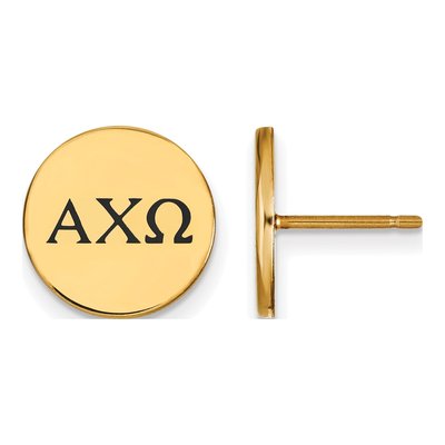 Alpha Chi Omega Gold-Plated Sterling Silver Sorority Letter Stud Earrings