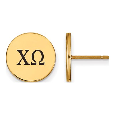 Chi Omega Gold-Plated Sterling Silver Sorority Stud Earrings