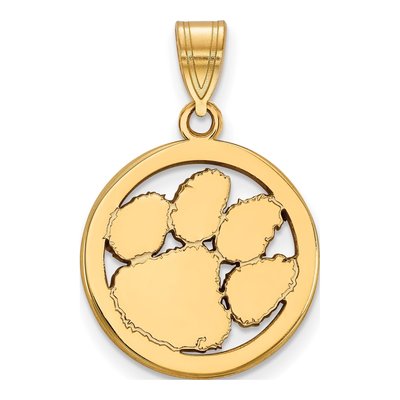 Clemson University Gold-Plated Sterling Silver Medium Tigers Paw Pendant