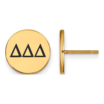 Delta Delta Delta Gold-Plated Sterling Silver Tri Sorority Stud Earrings