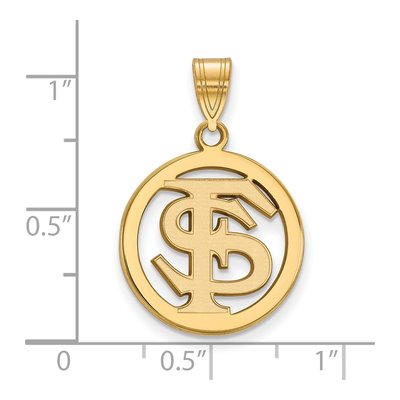 Florida State University Gold-Plated Sterling Silver F-S Medium Circle Pendant – view 2