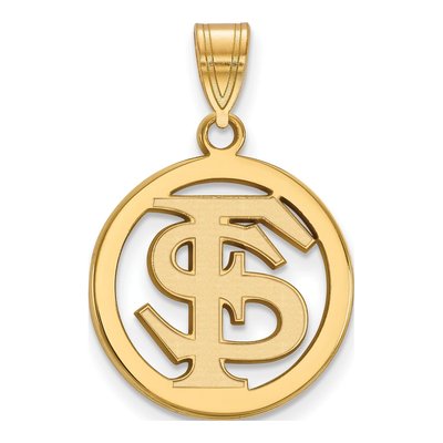 Florida State University Gold-Plated Sterling Silver F-S Medium Circle Pendant