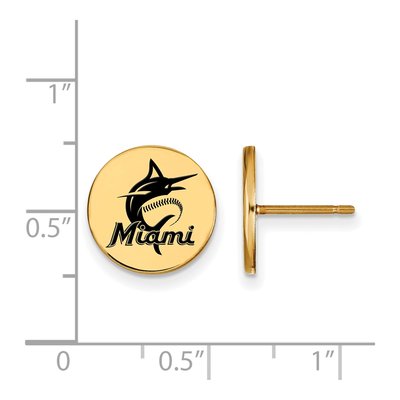 Miami Marlins Gold-Plated Sterling Silver Enamel Earrings – view 2