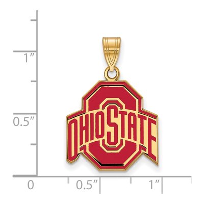 Ohio State University Gold-Plated Sterling Silver Large Enameled Pendant – view 2