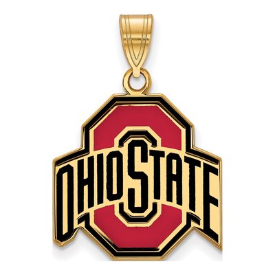 Ohio State University Gold-Plated Sterling Silver Large Enameled Pendant