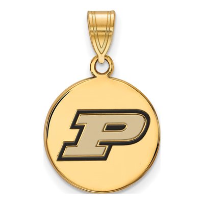 Purdue University Gold-Plated Sterling Silver Medium Enameled Letter P Pendant