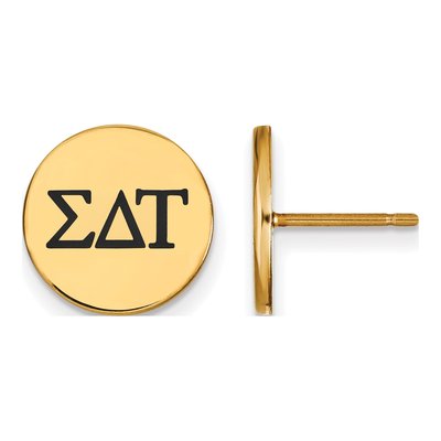 Sigma Delta Tau Gold-Plated Sterling Silver Sorority Stud Earrings