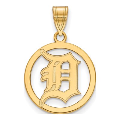 Detroit Tigers Gold-Plated Sterling Silver Small Circle Pendant