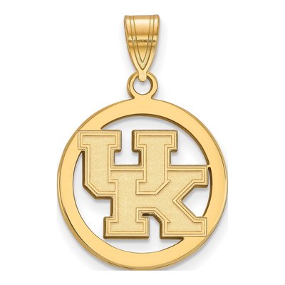 University of Kentucky Gold-Plated Sterling Silver Medium U-K Small Circle Pendant