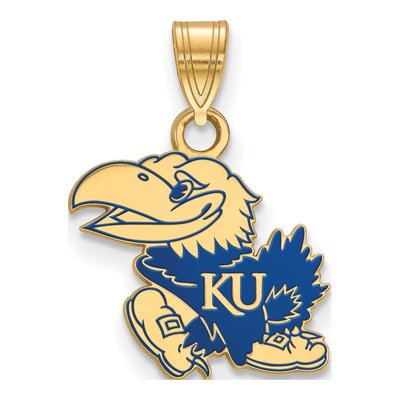 University of Kansas Gold-Plated Sterling Silver Jayhawk Enameled Pendant
