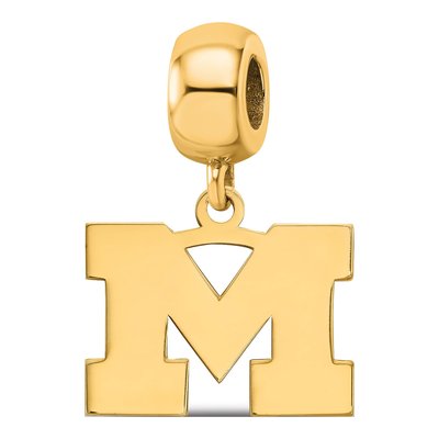 University of Michigan Gold-Plated Sterling Silver Small Wolverines Letter M Dangle Bead