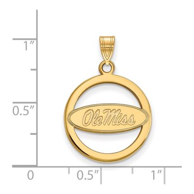 University of Mississippi Gold-Plated Sterling Silver Medium Ole Miss Circle Pendant – view 2
