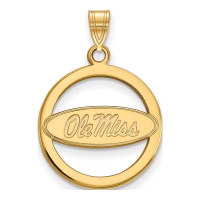 University of Mississippi Gold-Plated Sterling Silver Medium Ole Miss Circle Pendant