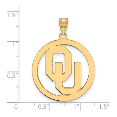 University of Oklahoma Gold-Plated Sterling Silver Extra Large XL O-U Pendant – view 2