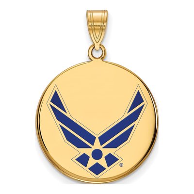 United States Air Force Academy Gold-Plated Sterling Silver U.s Air Enameled Disc Pendant