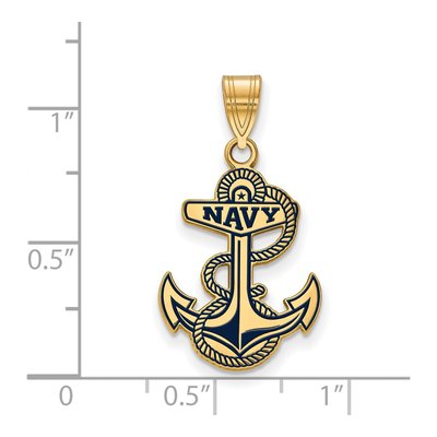 United States Naval Academy Gold-Plated Sterling Silver Large US Anchor Pendant – view 2