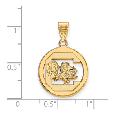 University of South Carolina Gold-Plated Sterling Silver Medium Circle Pendant – view 2